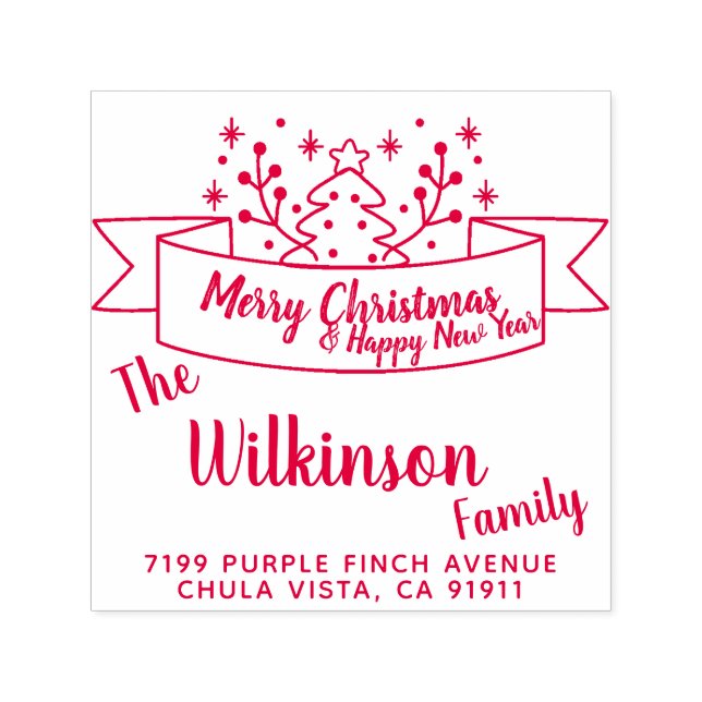 Tampon Auto-encreur Joyeux Noël Écriture au ruban (Design)