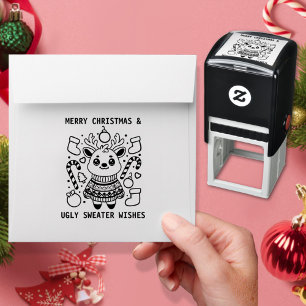 Tampon Auto-encreur Joyeux Noël et laide Sweat Wives mignonne Reindee