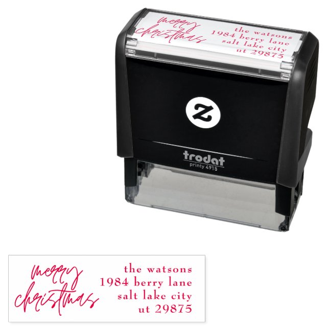 Tampon Auto-encreur Joyeux Noël Holiday Adresse Modèle personnalisée (En situation)