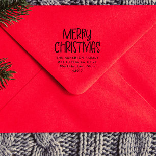Tampon Auto-encreur Joyeux Noël mignon vacances retour adresse