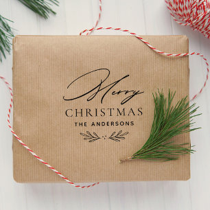 Tampon Auto-encreur Joyeux Noël moderne Nom de famille personnalisé