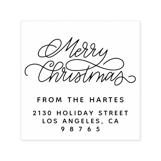 Tampon Auto-encreur Joyeux Noël Nom de famille Adresse de retour (Design)