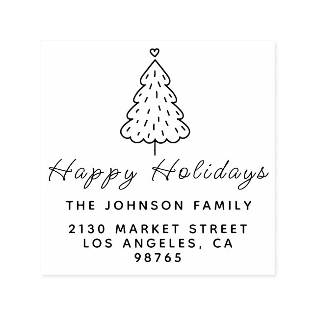 Tampon Auto-encreur Joyeux Noël Nom de famille Adresse de retour (Design)