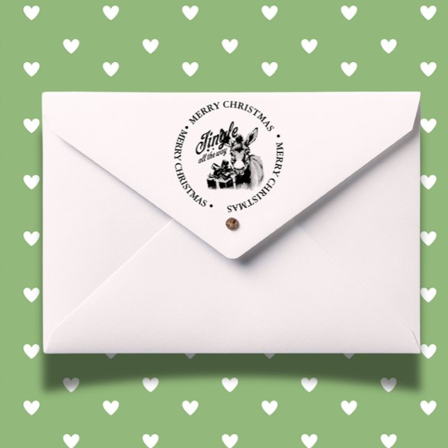 Tampon Auto-encreur Joyeux Noël Pays Donkey thème (Celebrate the season with a Merry Christmas Country Donkey self-inking stamp)