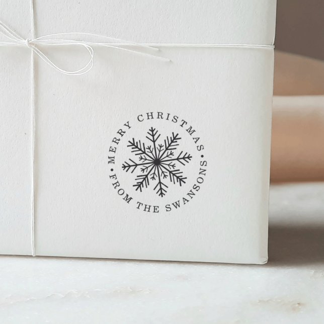 Tampon Auto-encreur Joyeux Noël personnalisé Flocon de neige (Créateur téléchargé)