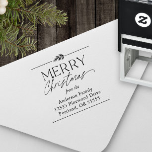 Tampon Auto-encreur Joyeux Noël Typographie Nom Adresse de retour