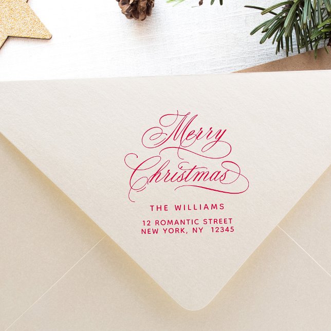 Tampon Auto-encreur Joyeux romantique Script de Noël Retourner l'adres (Créateur téléchargé)
