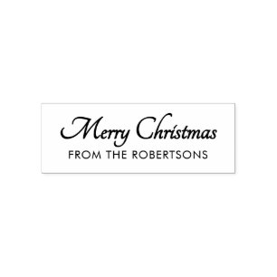 Tampon Auto-encreur Joyeux script de Noël Monogramme personnalisé