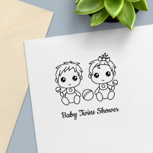 Tampon Auto-encreur Jumeaux Fille Garçon Baby Shower