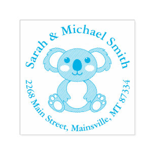Tampon Auto-encreur Koala Bear Baby shower Blue Boy
