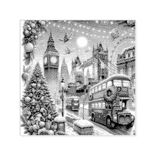 Tampon Auto-encreur La splendeur festive de Londres - Carte de Noël vi