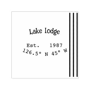 Tampon Auto-encreur Lake house et. Date année coordonnées personnalisé