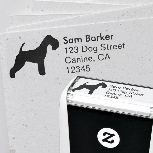 Tampon Auto-encreur Lakeland Terrier Silhouette Adresse de retour (Créateur téléchargé)