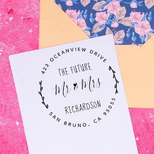 Tampon Auto-encreur L'avenir M. & Mme   Mariage Rustique à main