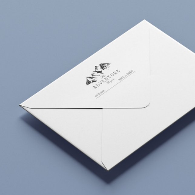 Tampon Auto-encreur L'aventure débute ⎢ Timbre Rustique Mariage en cao (Créateur téléchargé)