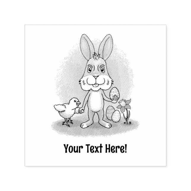 Tampon Auto-encreur Le poulet et le lapin de Pâques (Design)