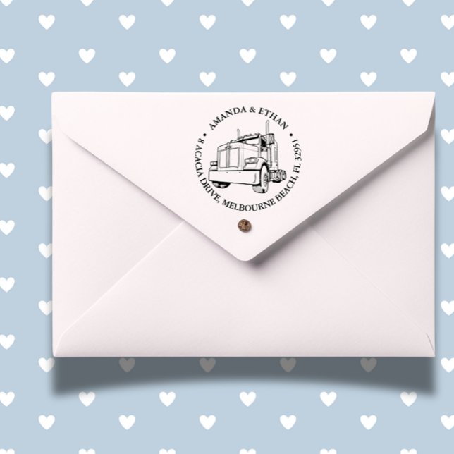 Tampon Auto-encreur Le thème du camion Bandit Semi (Perfect for truckers—add a personal touch to every document today!)