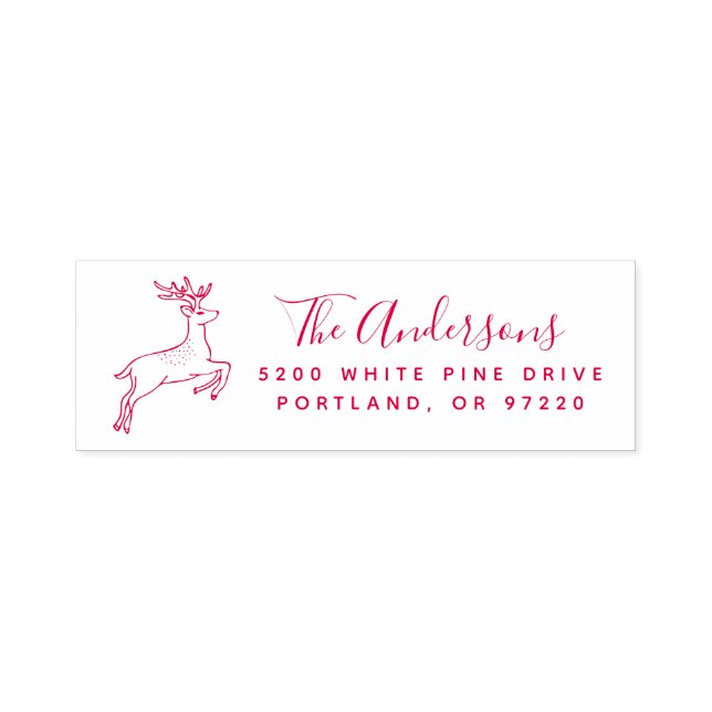 Tampon Auto-encreur Leaping Reindeer Holiday Adresse de retour (Design)