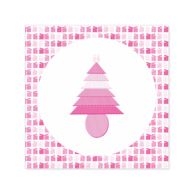 Tampon Auto-encreur Lesbiennes Arbre de Noël arc-en-ciel et présents (Design)