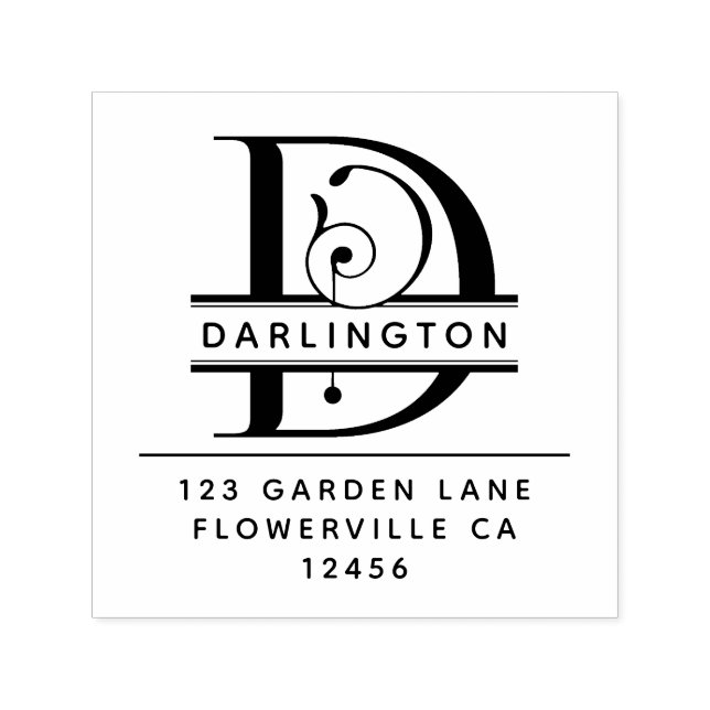 Tampon Auto-encreur Lettre à la tête fantaisie - D - Adresse de retour (Design)