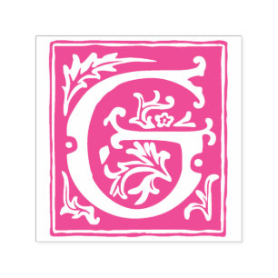 Tampon Auto-encreur LETTRE Alphabet Floral G Typographie Vintage