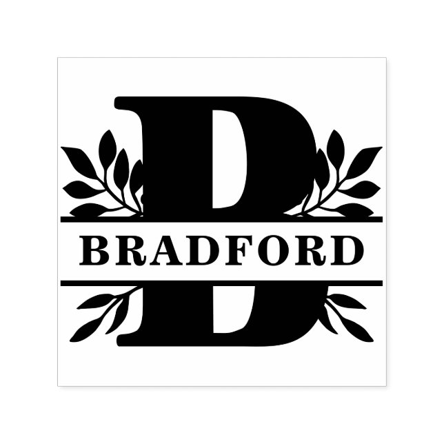 Tampon Auto-encreur Lettre B Classic Foliage Nom de famille Monogramme (Design)