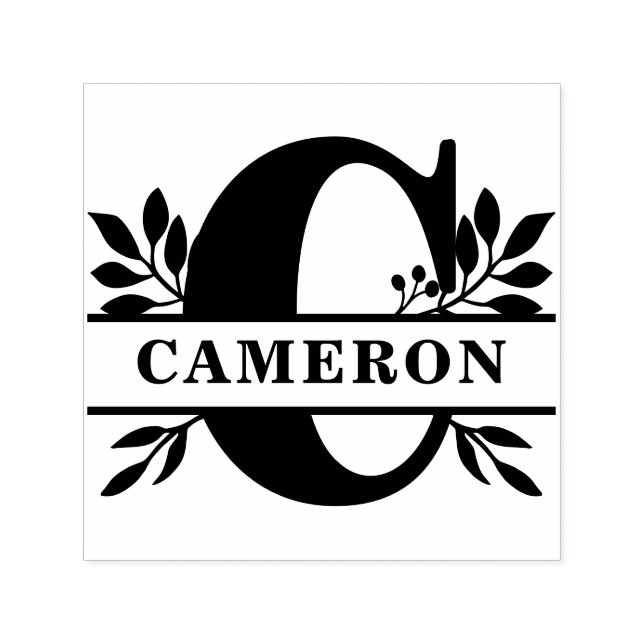 Tampon Auto-encreur Lettre C Classic Foliage Nom de famille Monogramme (Design)