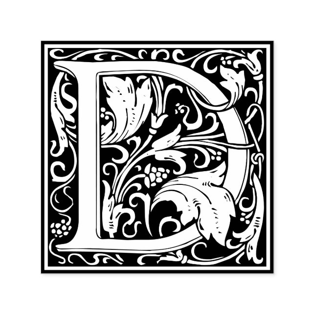 Tampon Auto-encreur Lettre D Art nouveau Carrelage noir et blanc (Design)