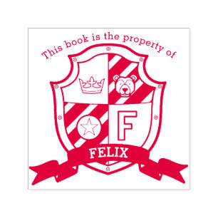 Tampon Auto-encreur Lettre F nom de chevalier ours enfants bibliothèqu