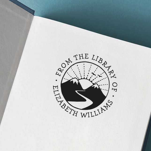 Tampon Auto-encreur Lever de montagne de la bibliothèque du livre ajou (Créateur téléchargé)