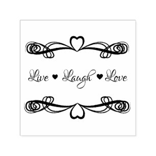 Tampon Auto-encreur Live Laugh Love Hearts