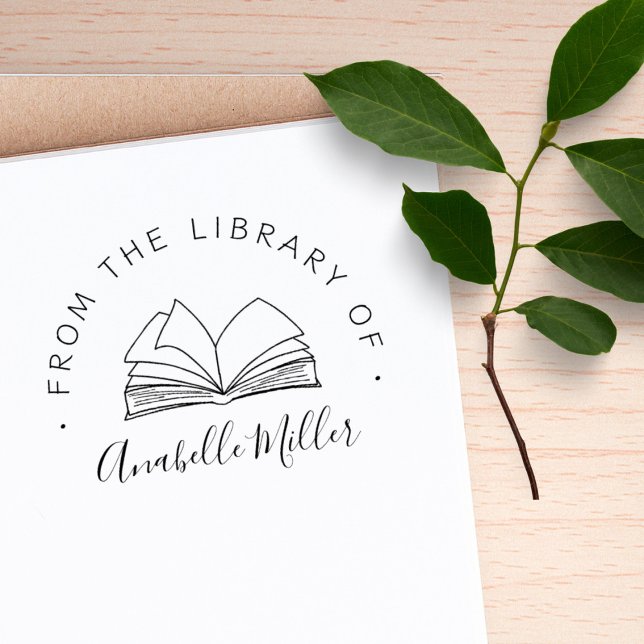 Tampon Auto-encreur Livre Main Moderne Tirée De L'Bibliothèque (Créateur téléchargé)