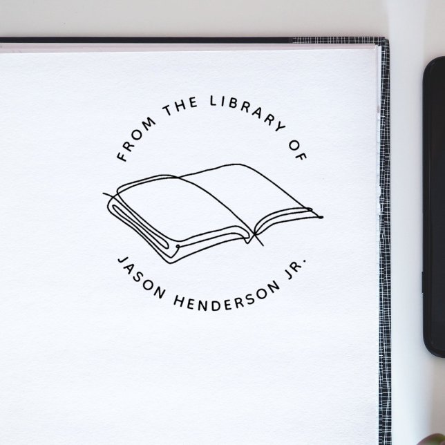 Tampon Auto-encreur Livre manuscrit moderne minimaliste Nom personnali (Créateur téléchargé)