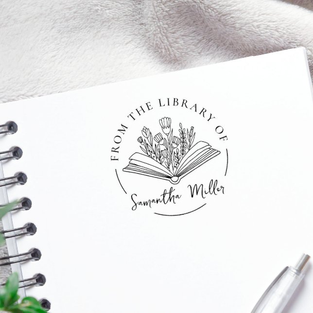 Tampon Auto-encreur Livre Personnalisé De La Bibliothèque De | Lover d (Créateur téléchargé)