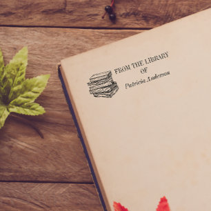 Tampon Auto-encreur Livres de bibliothèque personnalisée vintages