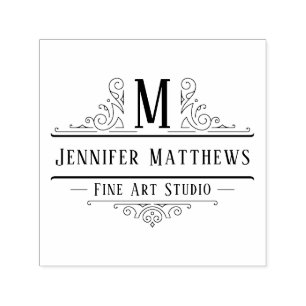 Tampon Auto-encreur Logo Art Déco Ornate Décor Fils  