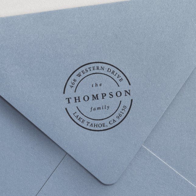 Tampon Auto-encreur Logo classique | Adresse de retour du nom de famil (Créateur téléchargé)