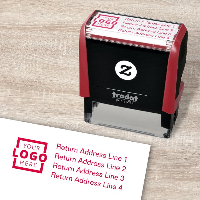Tampon Auto-encreur Logo Customisé de l'adresse de retour de l'entrepr (Créateur téléchargé)