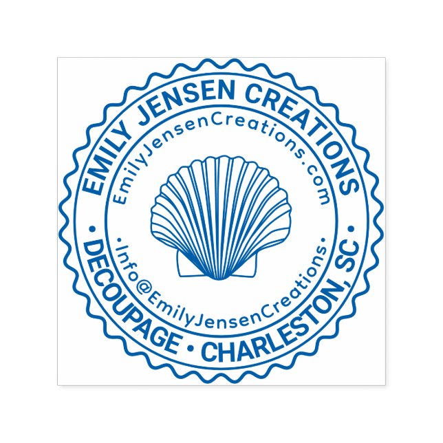 Tampon Auto-encreur Logo de coquillage Nom de l'entreprise Emplacement (Design)