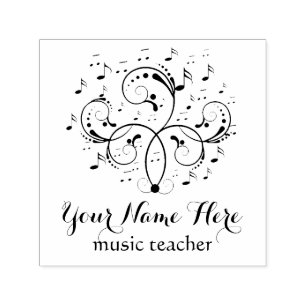 Tampon Auto-encreur logo de musique élégante noir et blanc