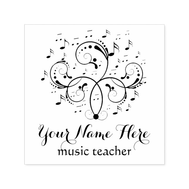 Tampon Auto-encreur logo de musique élégante noir et blanc (Design)