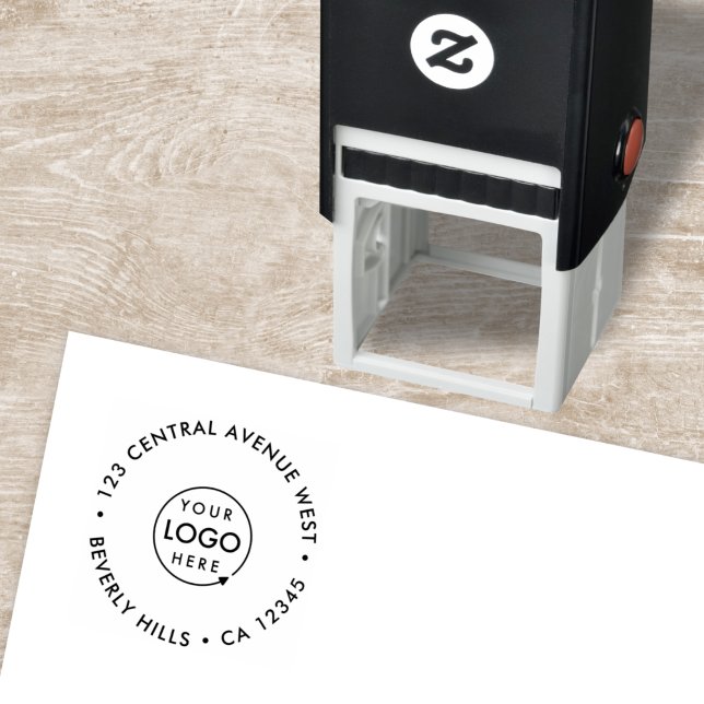 Tampon Auto-encreur Logo d'entreprise | Adresse de retour ronde modern (Créateur téléchargé)