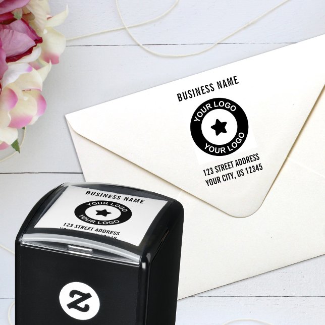 Tampon Auto-encreur Logo d'entreprise personnalisé Adresse de retour (Créateur téléchargé)