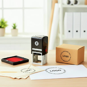 Tampon Auto-encreur Logo et slogan personnalisés pour entreprise (nom 