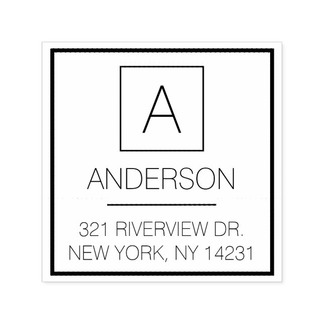 Tampon Auto-encreur Logo Moderne Simple Monogramme Nom Adresse de Reto (Design)