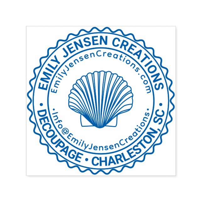 Tampon Auto-encreur Logo Seashell Nom de l'entreprise Adresse URL E-ma (Design)