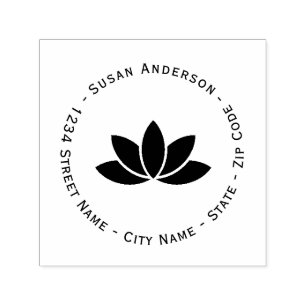 Tampon Auto-encreur Lotus Flower Return Adresse Timbre auto-encastré