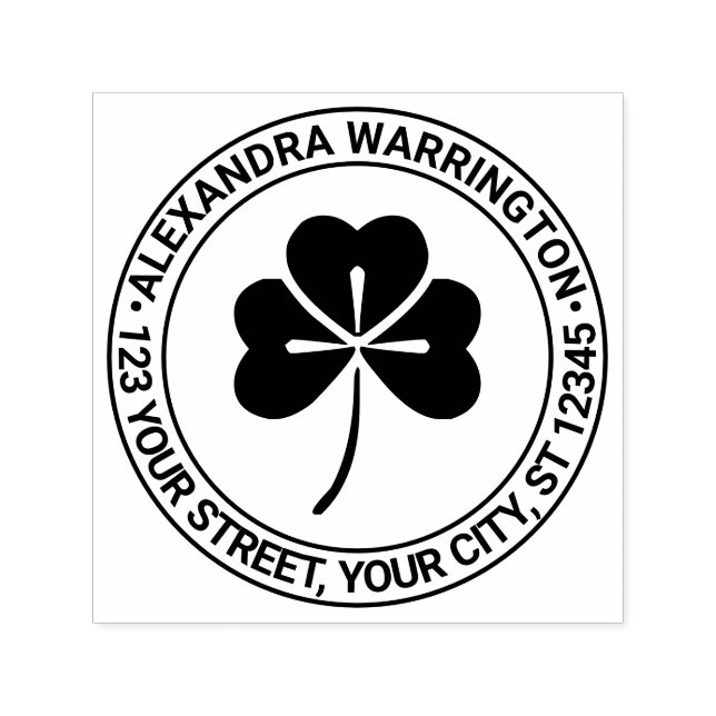 Tampon Auto-encreur Lucky Shamrock #4 Nom Adresse de retour (Design)