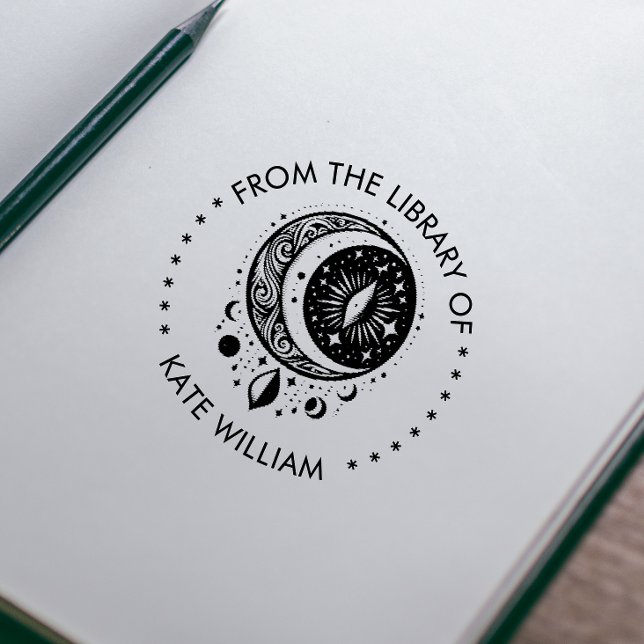 Tampon Auto-encreur Lune vintage De la bibliothèque de Timbre rond (Créateur téléchargé)