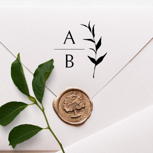 Tampon Auto-encreur Luxurius Elegant Monogram Mariage Botanique